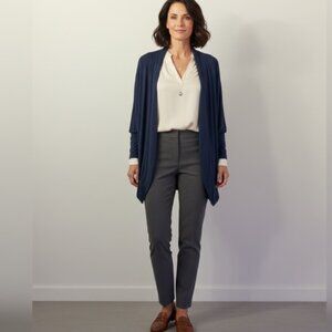 SYMPLI Bamboo Blend Navy Open Front Cardigan Womens S Oversized Office Workwear